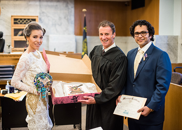 courthouse wedding civil ceremony portland oregon real bride inspiration jessica chintan gold jewel colors fun weddings powers studios photography (15)