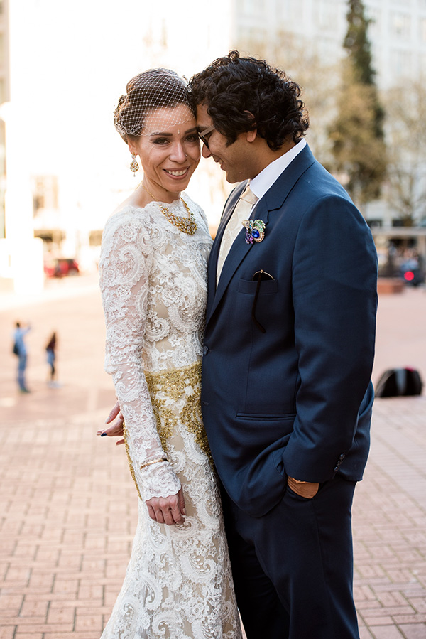 courthouse wedding civil ceremony portland oregon real bride inspiration jessica chintan gold jewel colors fun weddings powers studios photography (32)