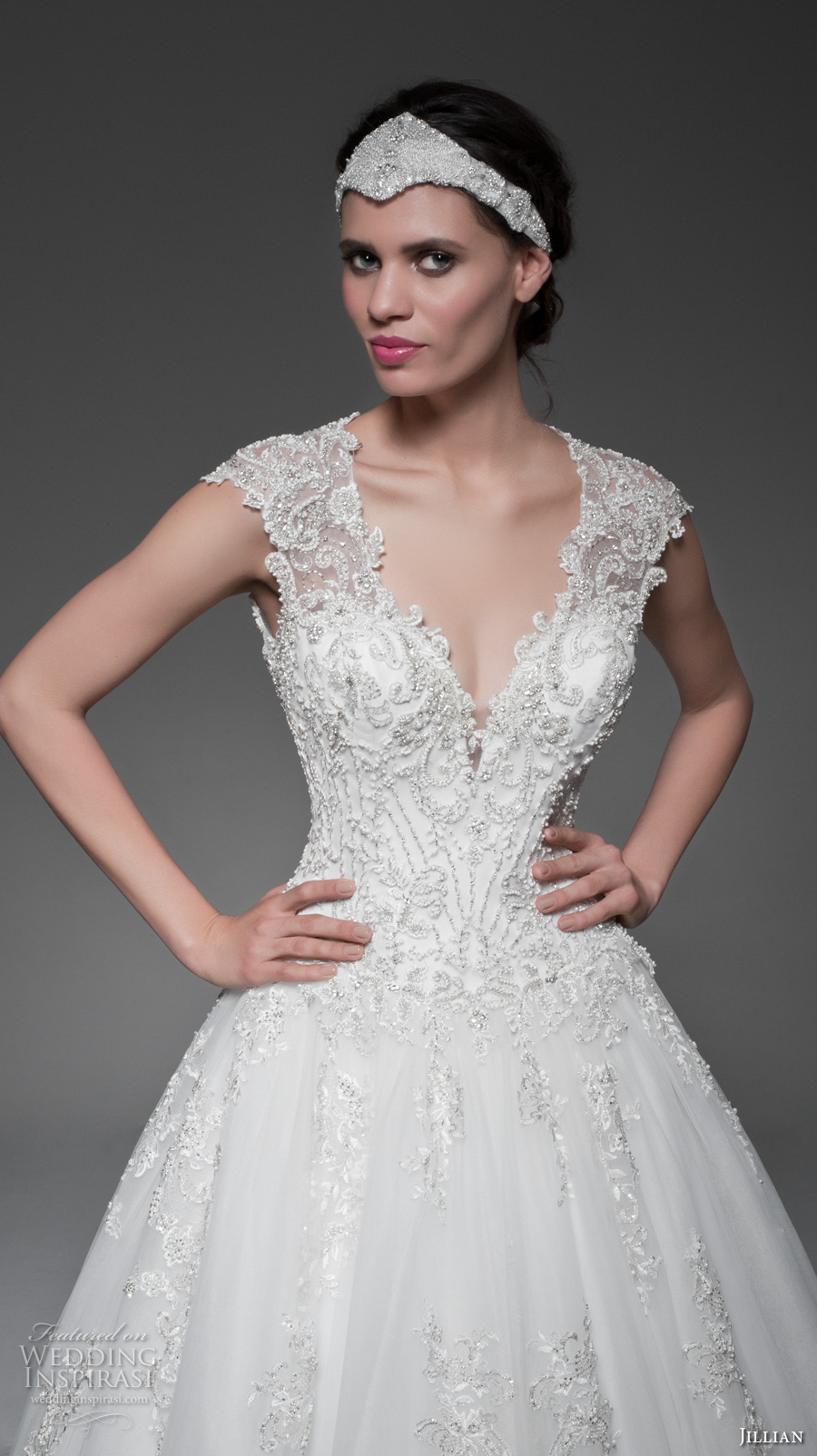 jillian 2017 bridal cap sleeves deep v neckline heavily embellished bodice gorgeous glamorous ball gown a line wedding dress keyhole back long train (mabelle) zv jillian 2017 bridal cap sleeves deep v neckline heavily embellished bodice gorgeous glamorous ball gown a line wedding dress keyhole back long train (mabelle) zv