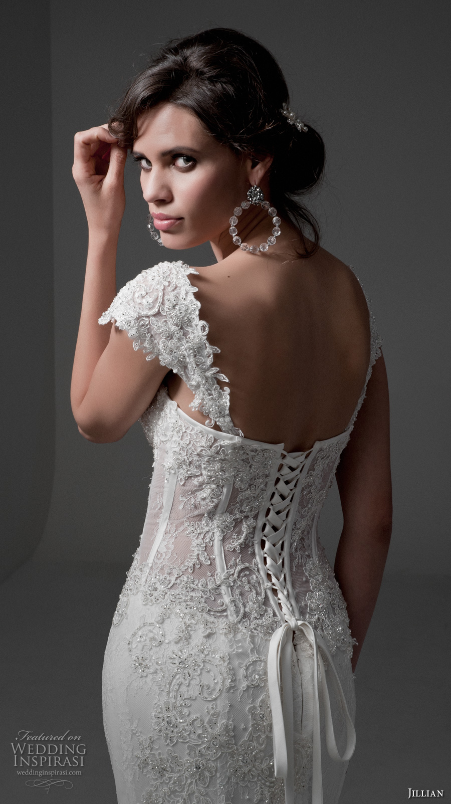 jillian 2017 bridal cap sleeves sweetheart neckline bustier bodice full embellishment sexy lace mermaid wedding dress chapel train (melania) zbv