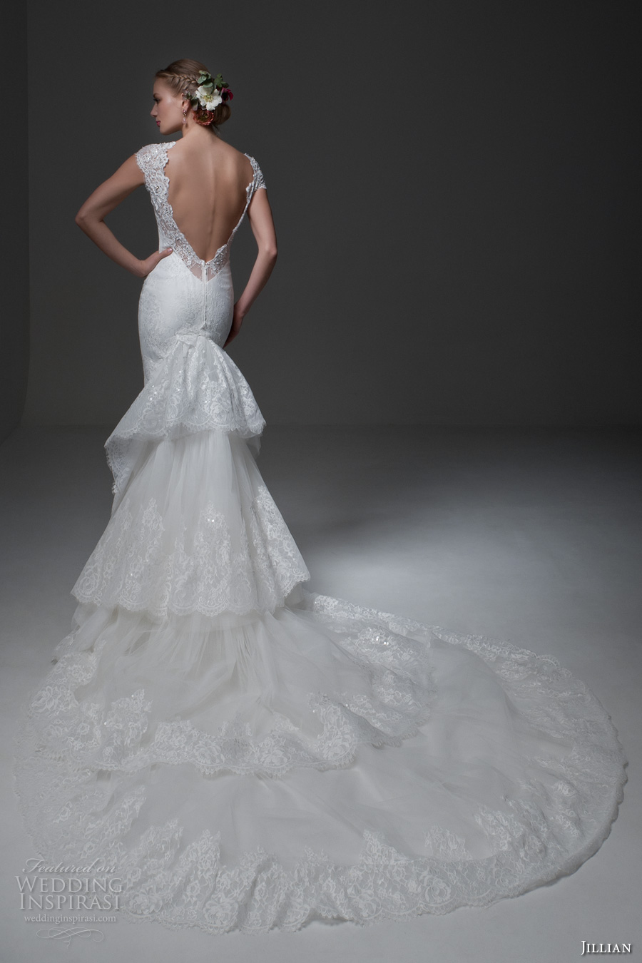 jillian 2017 bridal cap sleeves sweetheart neckline full embellishment elegant sheath wedding dress low back tiered long train (miranda) bv jillian 2017 bridal cap sleeves sweetheart neckline full embellishment elegant sheath wedding dress low back tiered long train (miranda) bv
