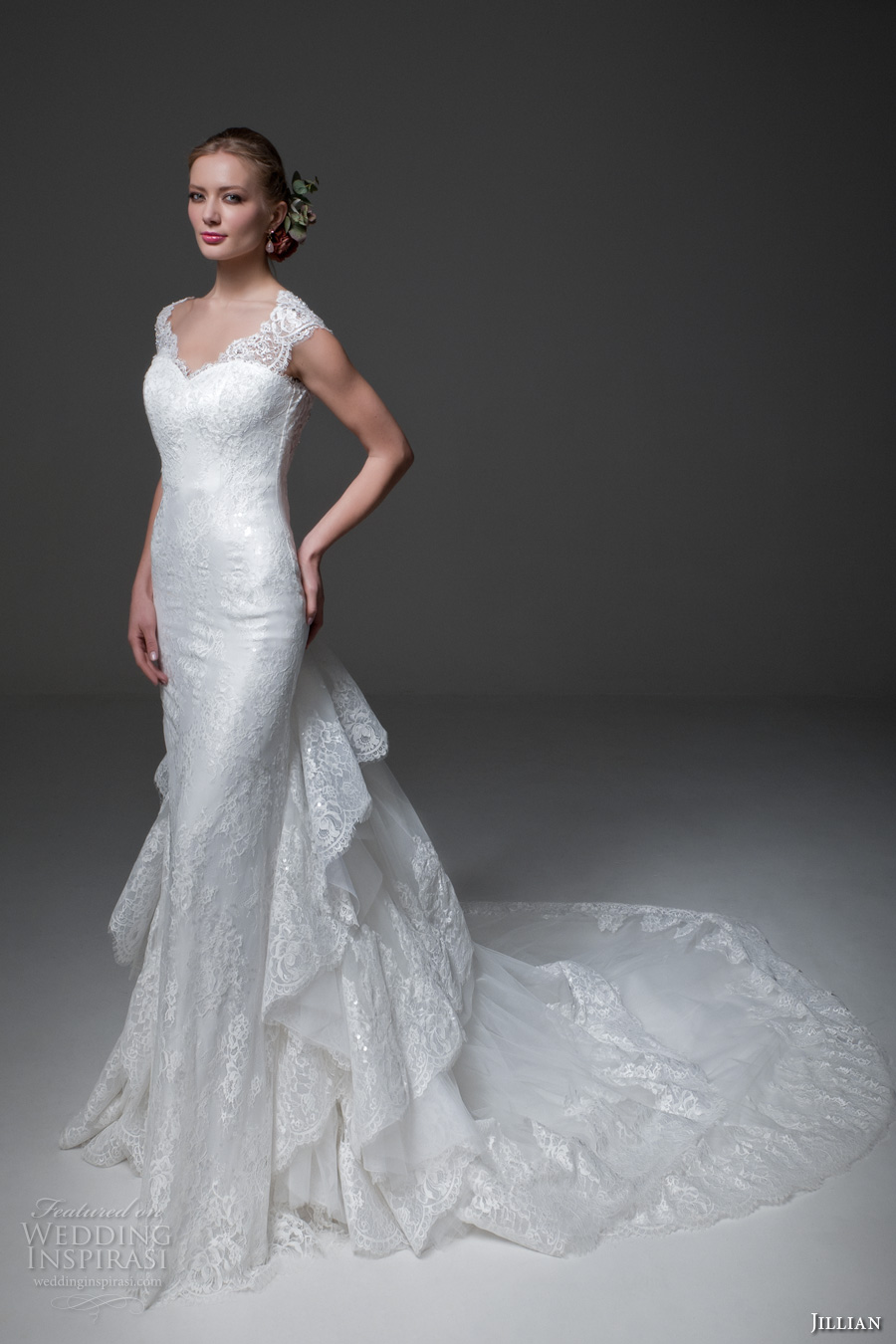 jillian 2017 bridal cap sleeves sweetheart neckline full embellishment elegant sheath wedding dress low back tiered long train (miranda) mv jillian 2017 bridal cap sleeves sweetheart neckline full embellishment elegant sheath wedding dress low back tiered long train (miranda) mv