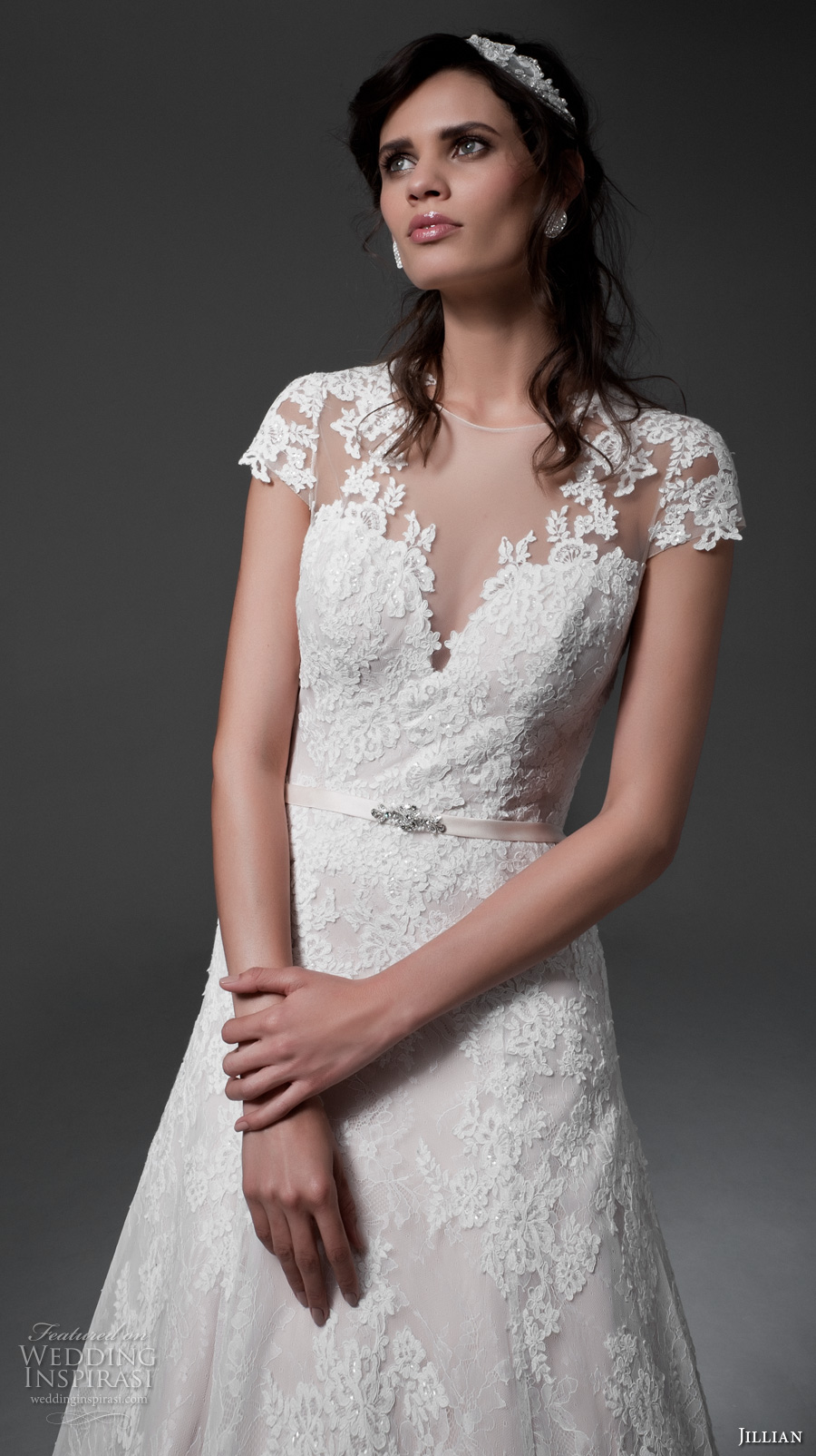jillian 2017 bridal cap sleeves v neckline full embellishment romantic drop waist blush color a line wedding dress illusion back chapel train (marina) zv jillian 2017 bridal cap sleeves v neckline full embellishment romantic drop waist blush color a line wedding dress illusion back chapel train (marina) zv