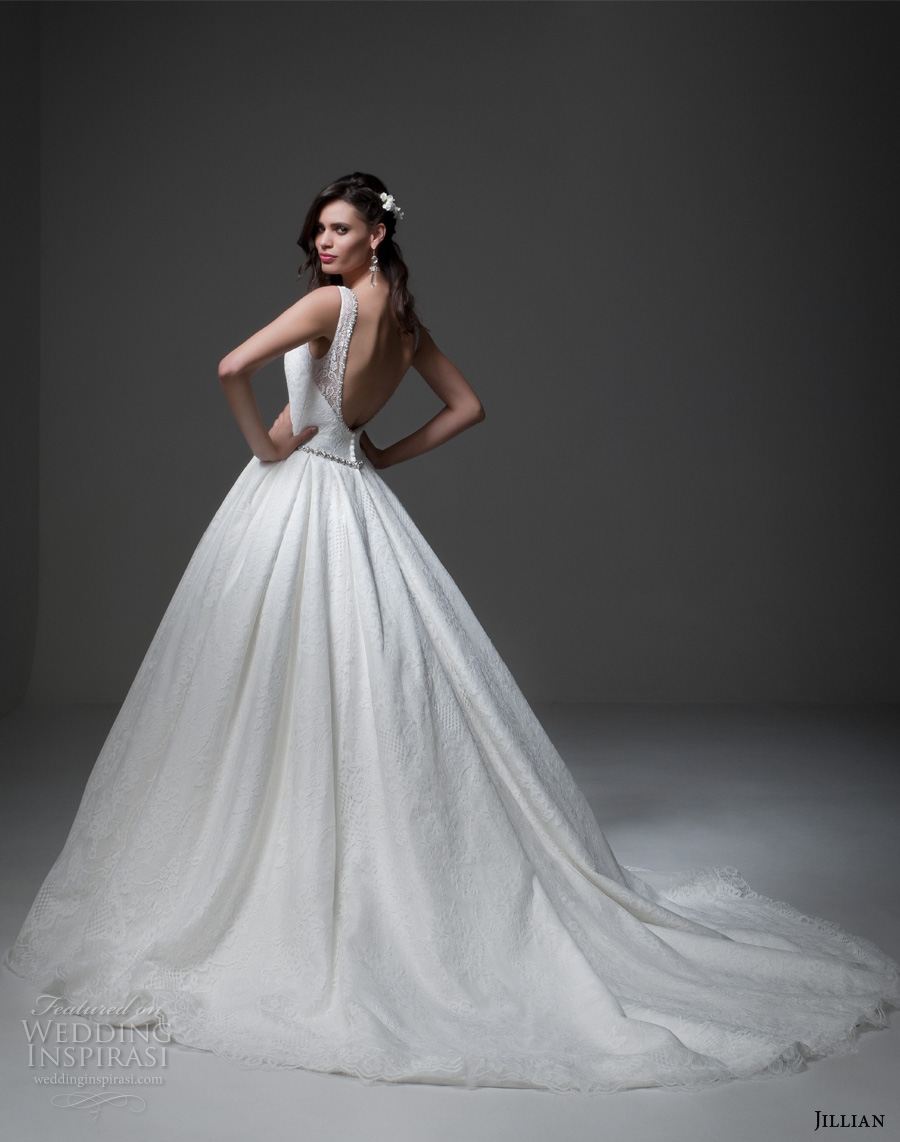 jillian 2017 bridal sleeveless scoop neckline light embellishment classic simple a  line ball gown wedding dress low back royal train (miriam) bv
