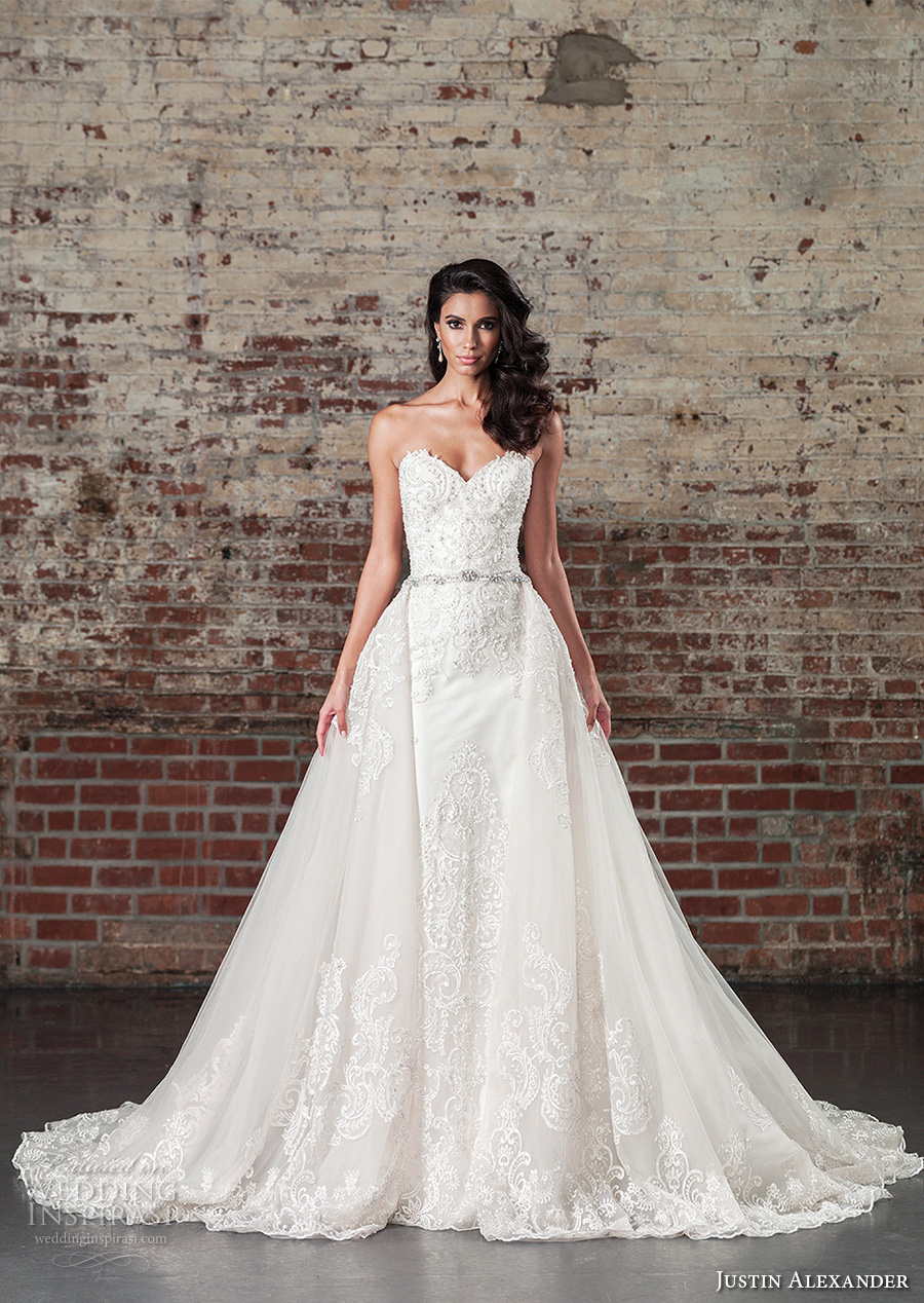justin alexander spring 2017 bridal strapless sweetheart neckline heavily embellished bodice beautiful princess a line overskirt wedding dress chapel train (9862) mv justin alexander spring 2017 bridal strapless sweetheart neckline heavily embellished bodice beautiful princess a line overskirt wedding dress chapel train (9862) mv