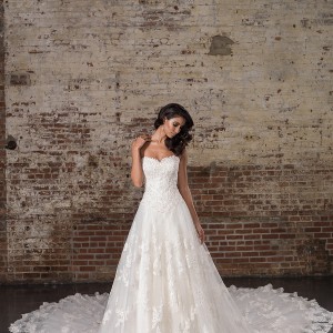 justin alexander spring 2017 bridal strapless sweetheart neckline heavily embellished bodice classic lace a  line wedding dress long train (9860) mv