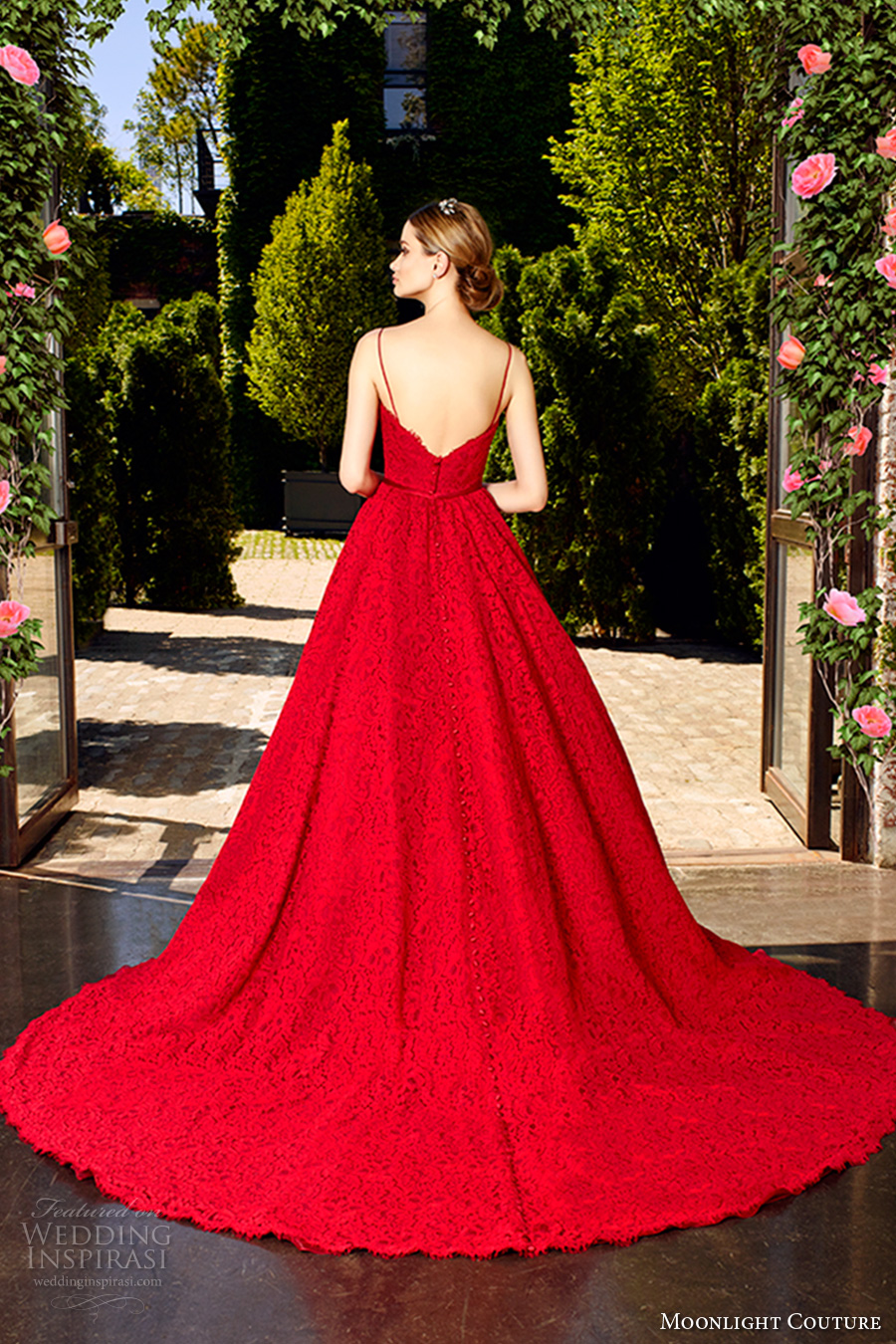 moonlight couture spring 2017 bridal spagetti strap sweetheart neckline full embellishment romantic princess red color a line wedding dress v back chapel train (h1321) bv moonlight couture spring 2017 bridal spagetti strap sweetheart neckline full embellishment romantic princess red color a line wedding dress v back chapel train (h1321) bv