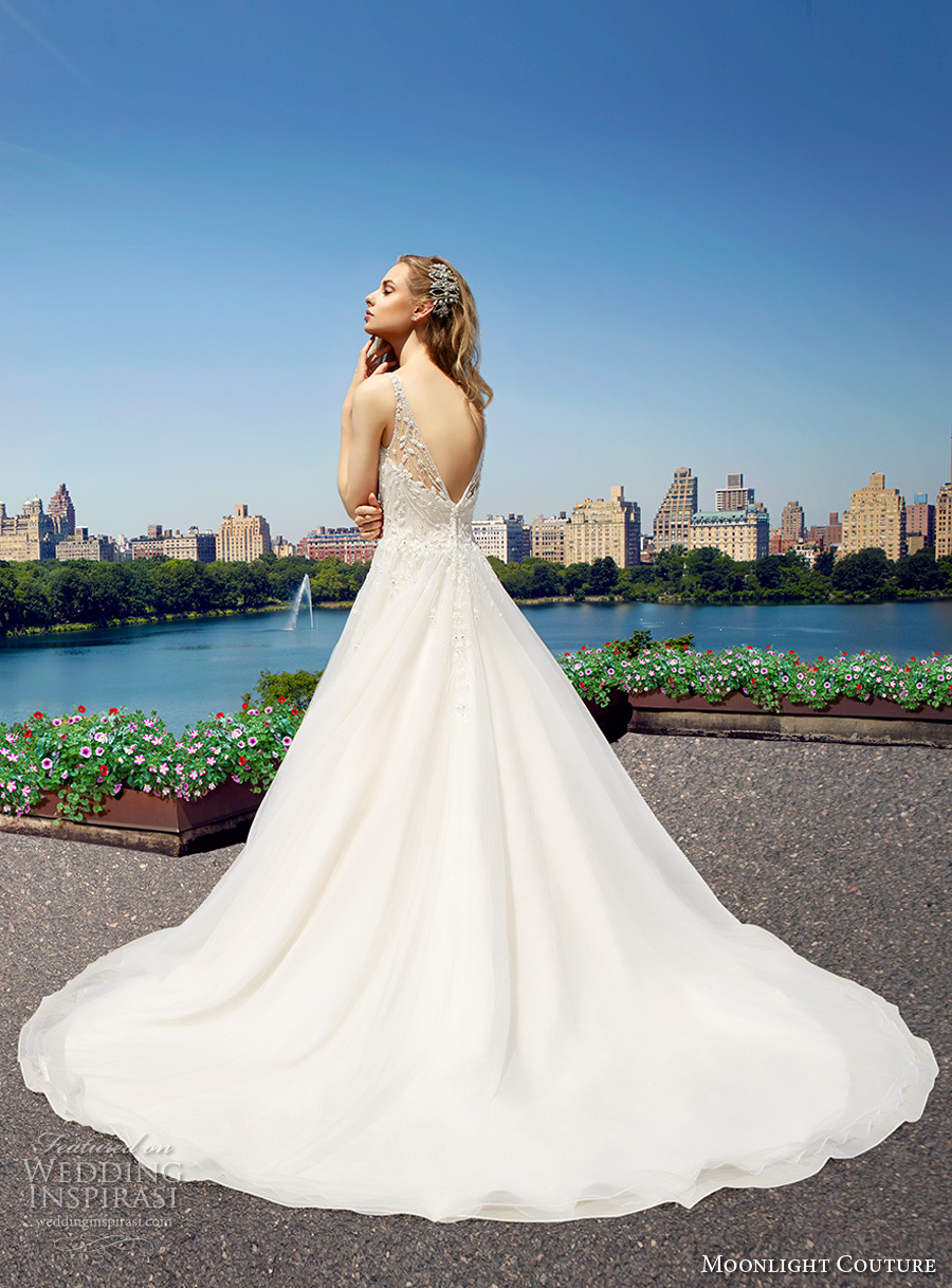 moonlight couture spring 2017 bridal thick strap sweetheart neckline heavily embellished bodice beautiful romantic a line wedding dress v back chapel train (h1322) bv moonlight couture spring 2017 bridal thick strap sweetheart neckline heavily embellished bodice beautiful romantic a line wedding dress v back chapel train (h1322) bv
