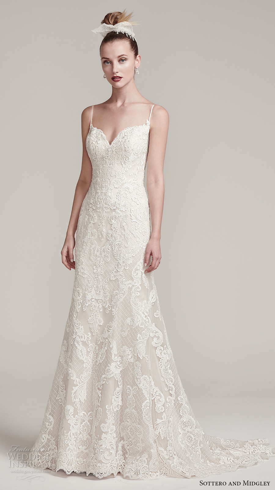 sottero midgley fall 2016 bridal sleeveless spagetti strap sweetheart neckline full embellishment romantic modified a  line wedding dress sweep train (parker) mv