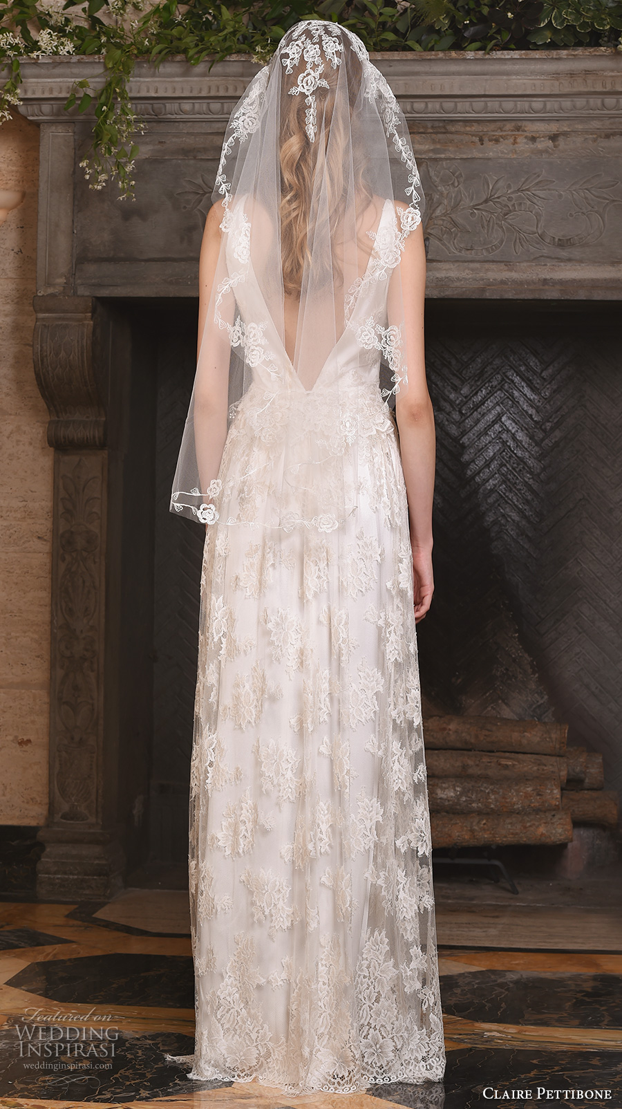 claire pettibone fall 2017 bridal sleeveless v neck vintage bohemian full embellishment lace overlay elegant a  line wedding dress low back (Persephone) bv