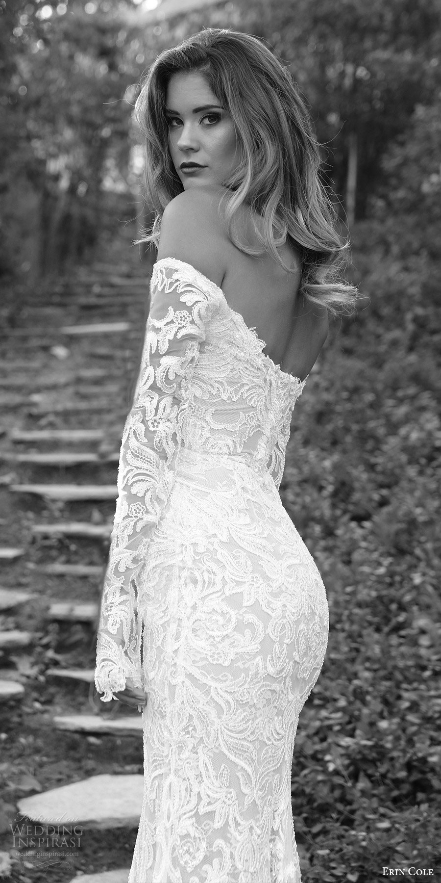 erin cole fall 2017 bridal off shoulder long sleeves beaded lace sheath wedding dress (antoinette) zv