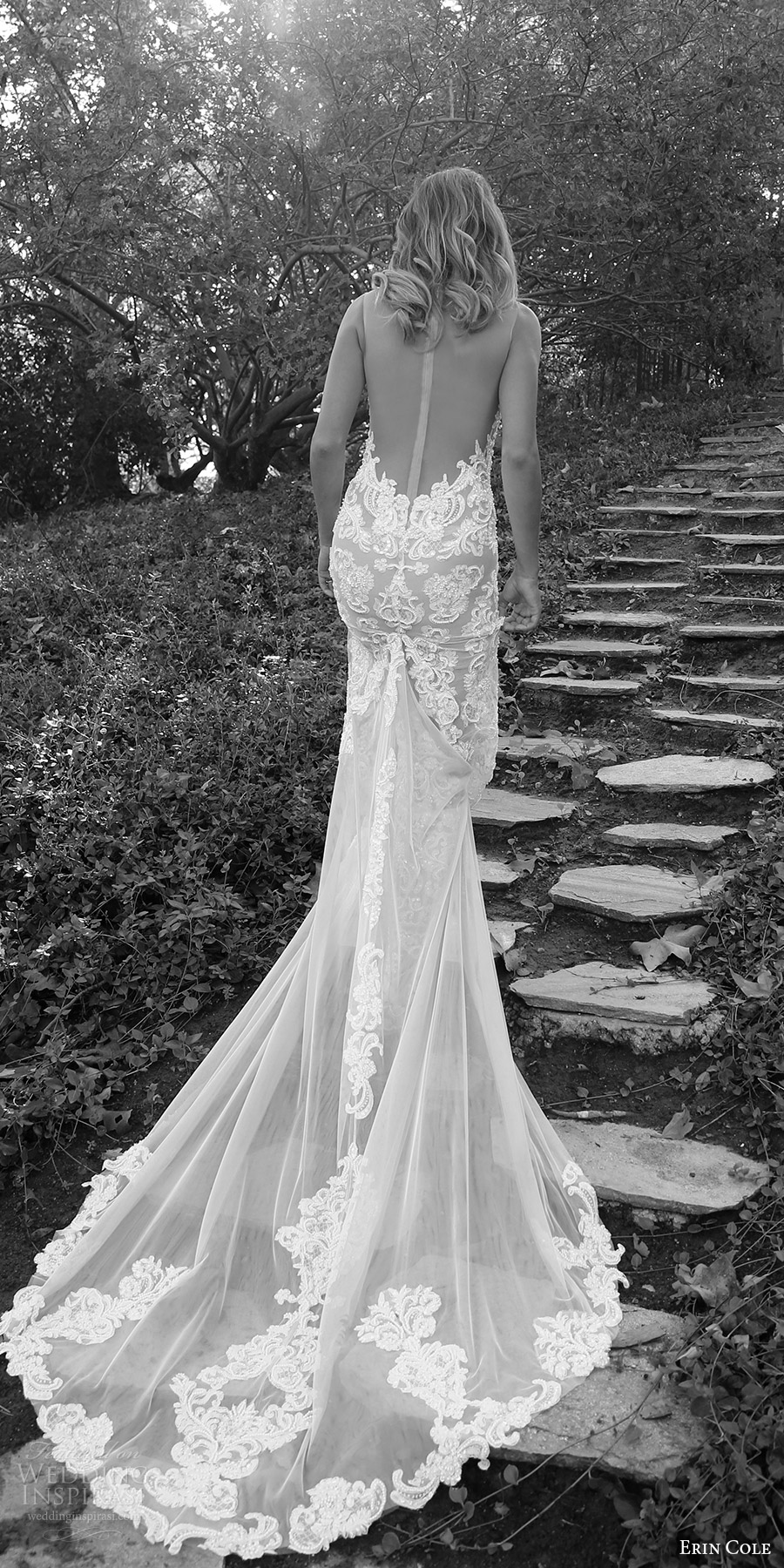 erin cole fall 2017 bridal sleeveless illusion bateau split sweetheart sheath lace wedding dress illusion open back (ambrosia) mv train