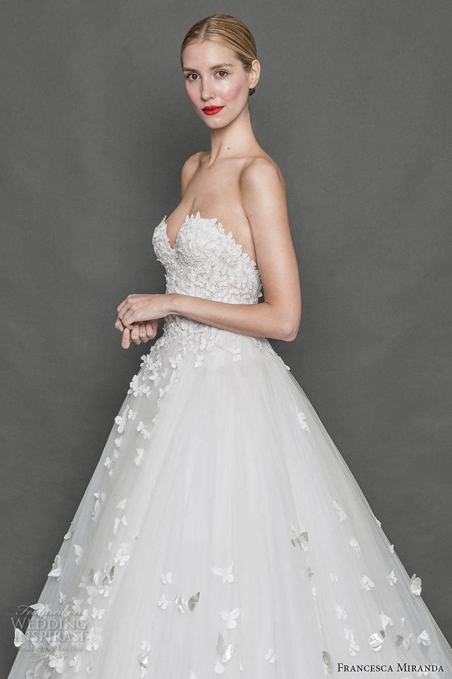 francesca miranda fall 2017 bridal strapless sweetheart neckline busiter heavily embelished bodice romantic princess a  line wedding dress open back sweep train (alice) sdv