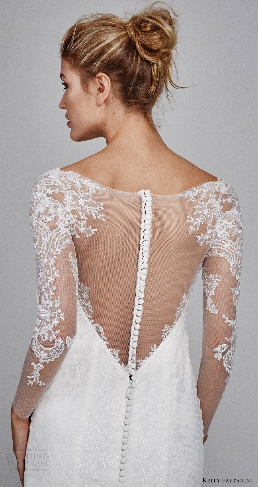 kelly faetanini bridal fall 2017 illusion long sleeves sweetheart trumpet lace wedding dress (delphine) zbv illusion back