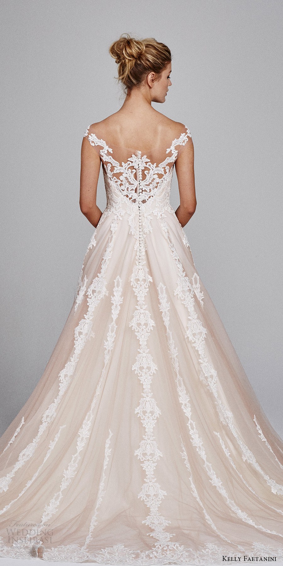 kelly faetanini bridal fall 2017 illusion off shoulder sweetheart blush alencon lace ball gown wedding dress (suri) bv