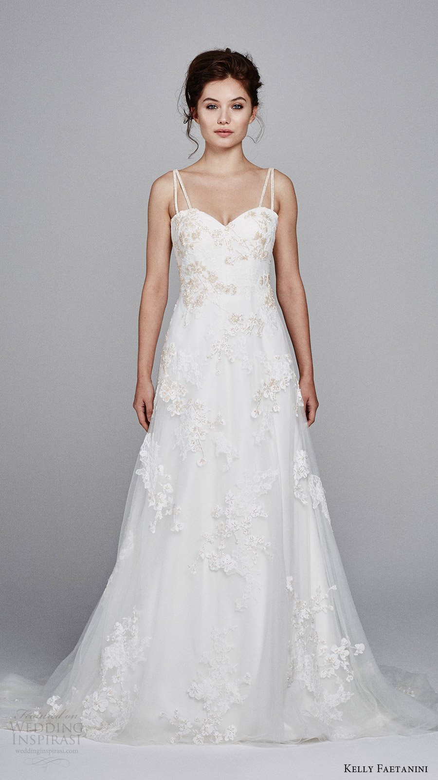 kelly faetanini bridal fall 2017 sleeveless double straps sweetheart alencon lace aline wedding dress (fleur) mv