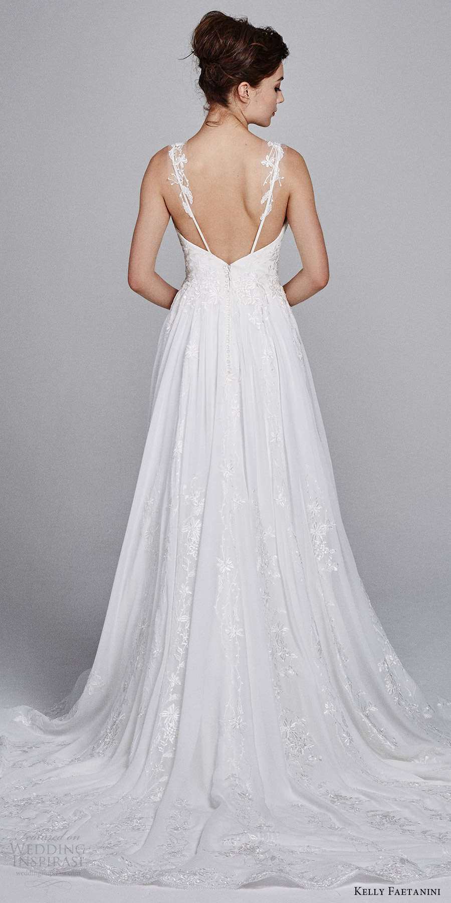 kelly faetanini bridal fall 2017 sleeveless illusion straps vneck aline wedding dress (poppy) bv train