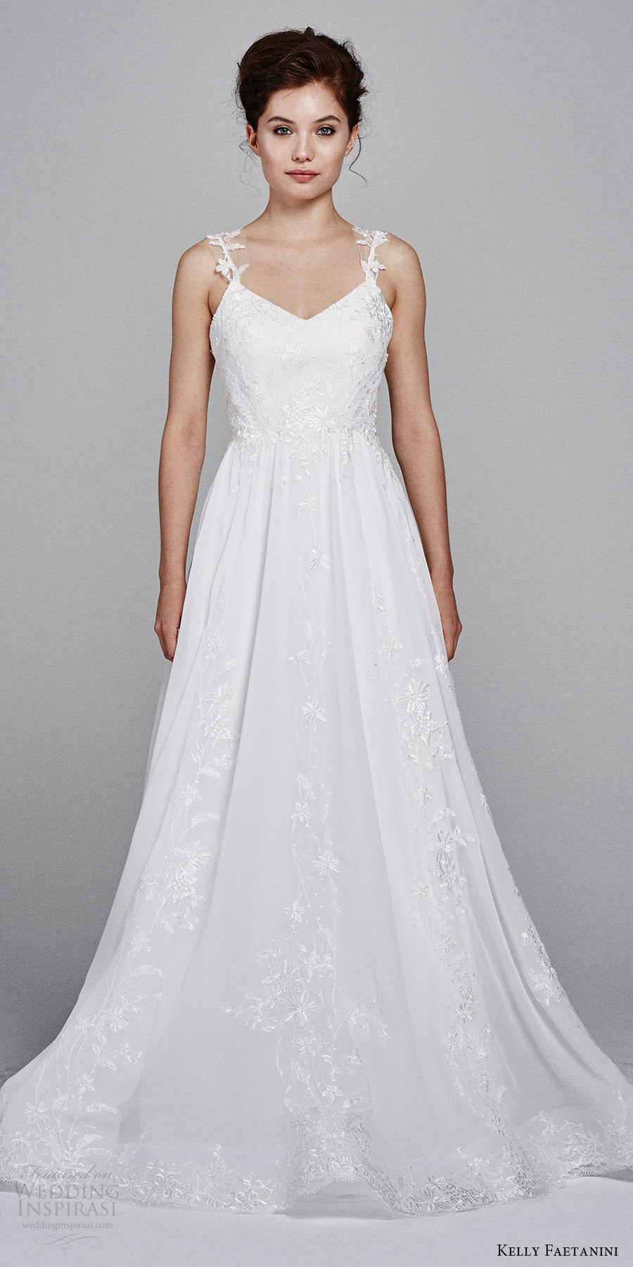 kelly faetanini bridal fall 2017 sleeveless illusion straps vneck aline wedding dress (poppy) mv