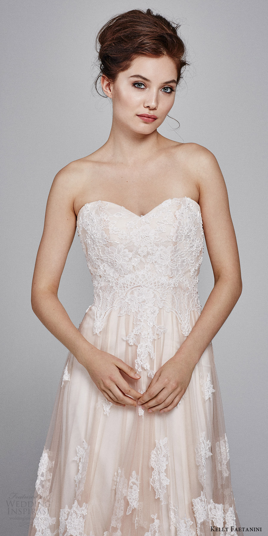 kelly faetanini bridal fall 2017 strapless sweetheart aline lace wedding dress (laurel) zv