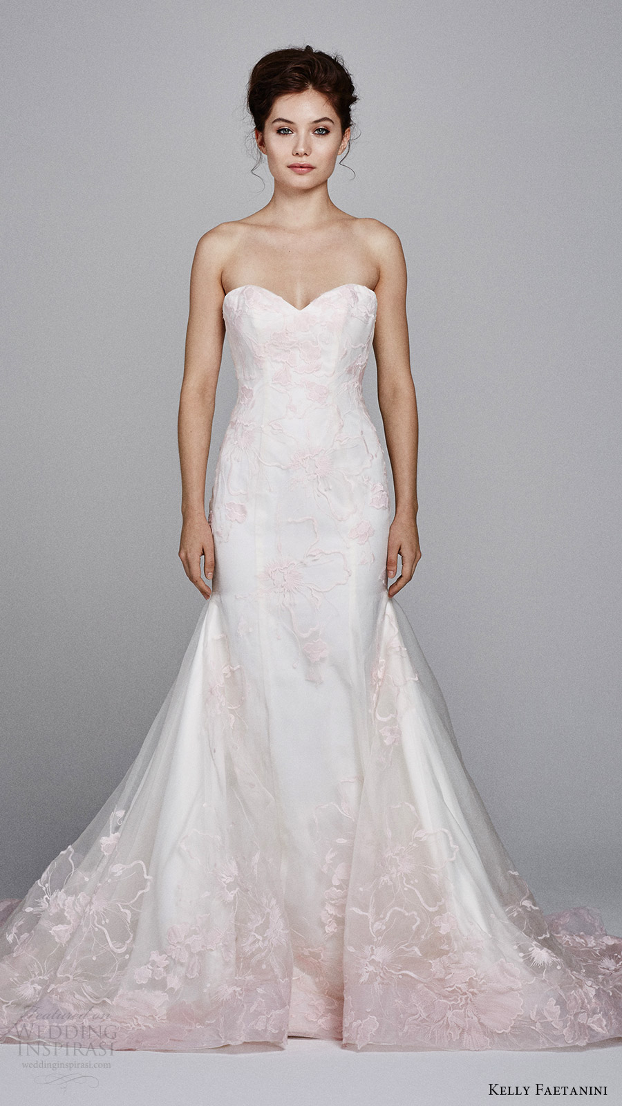 kelly faetanini bridal fall 2017 strapless sweetheart trumpet wedding dress (cherie) mv blush pink embroidery