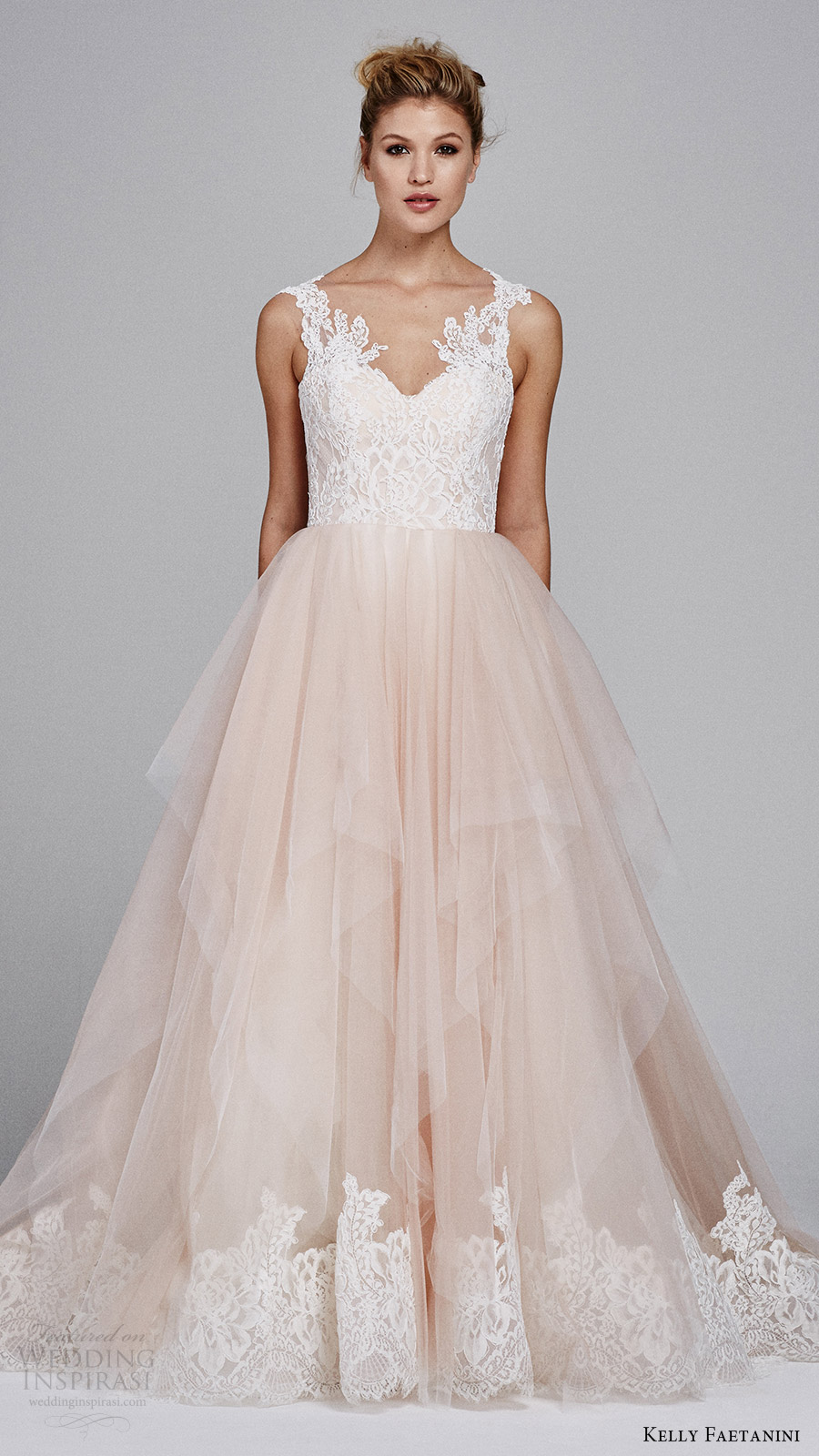 kelly faetanini fall 2017 sleeveless sweetheart lace bodice aline wedding dress (azalea) mv blush skirt lace hem