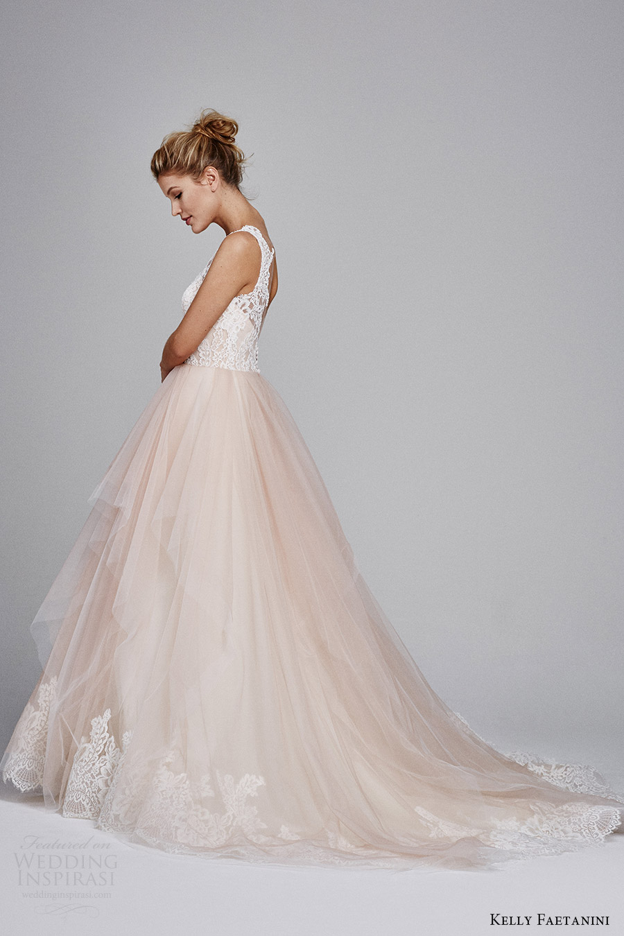 kelly faetanini fall 2017 sleeveless sweetheart lace bodice aline wedding dress (azalea) sv blush skirt lace hem train