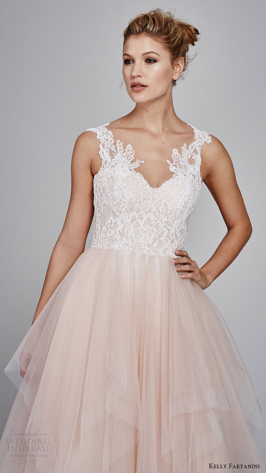 kelly faetanini fall 2017 sleeveless sweetheart lace bodice aline wedding dress (azalea) zv blush skirt lace hem