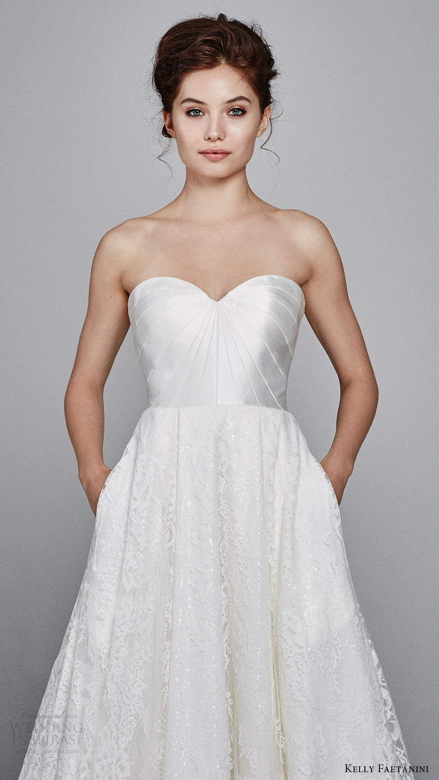 kelly faetanini fall 2017 strapless sweetheart mikado bodice aline lace wedding dress (aster) pockets zfv