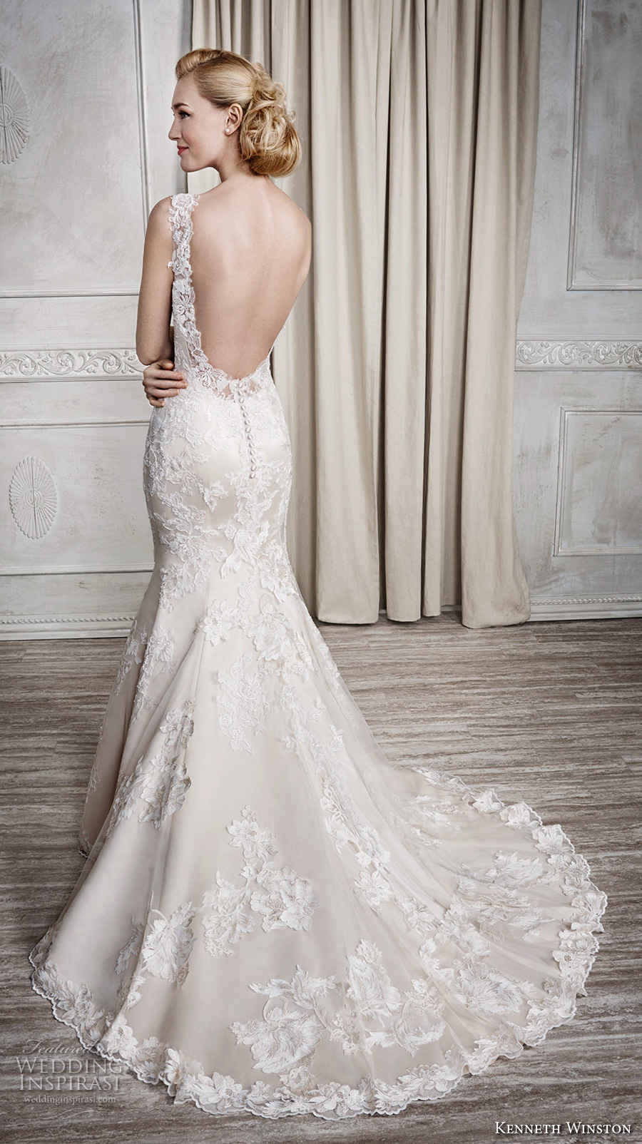 kenneth winston fall 2016 bridal sleeveless illusion bateau sweetheart neckline full embellishment beautiful elegant classic mermaid wedding dress low back sweep train (1663) bv