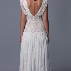 lihi hod 2017 bridal cap sleeves v back full embellishment lace vintage bohemian modified a  line wedding dress v low back sweep train (alona) bv