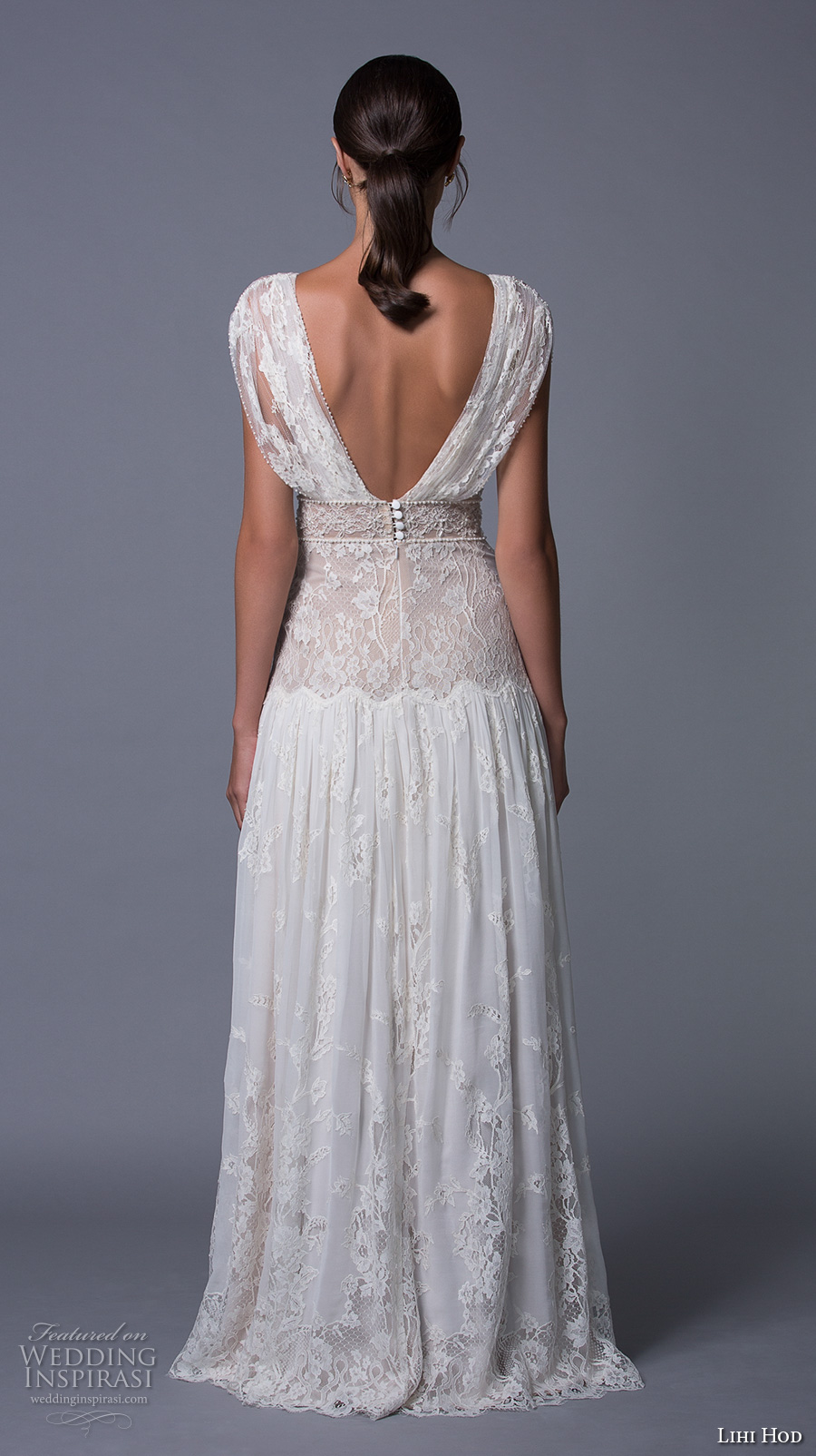 lihi hod 2017 bridal cap sleeves v back full embellishment lace vintage bohemian modified a  line wedding dress v low back sweep train (alona) bv