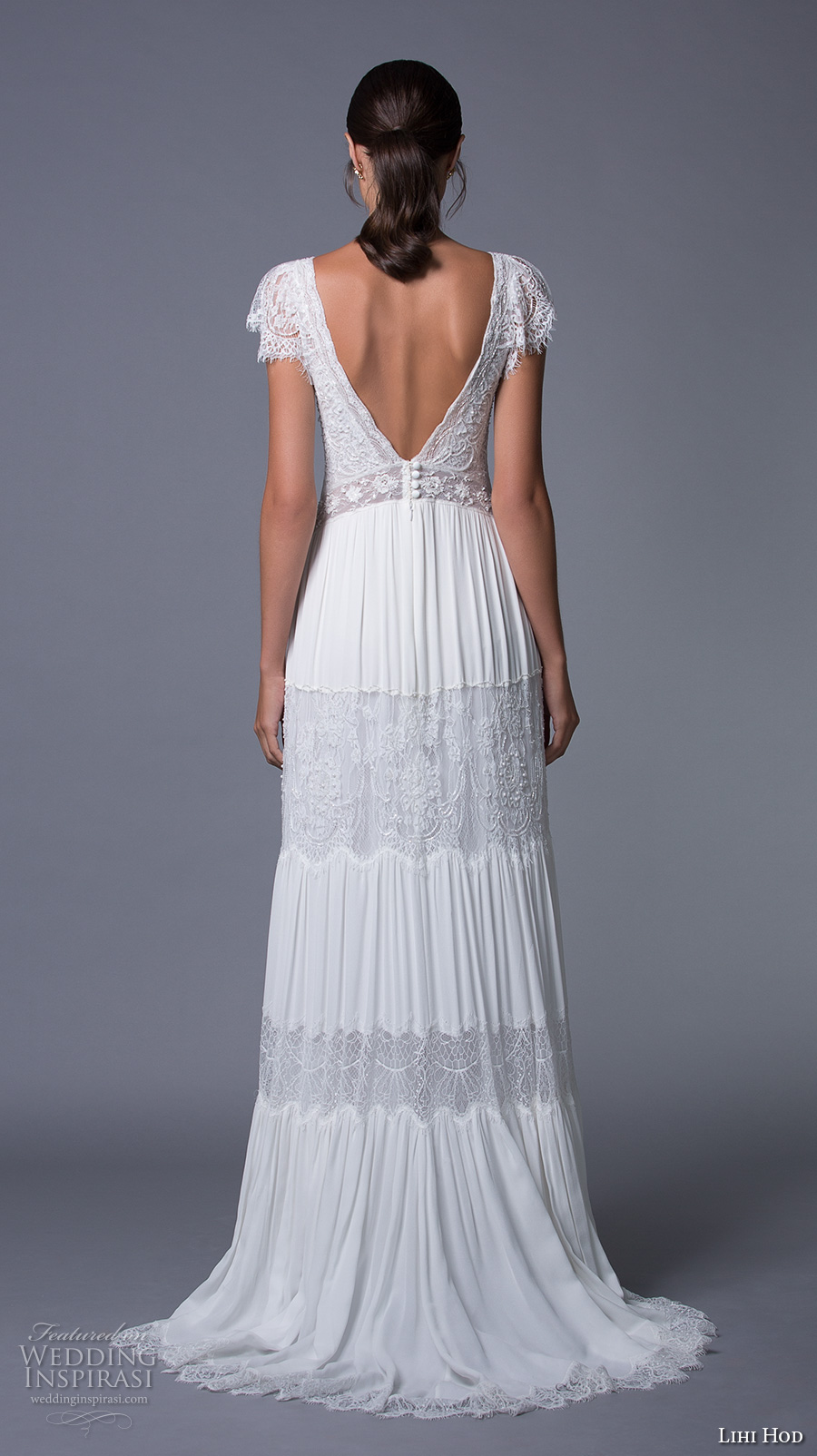 lihi hod 2017 bridal cap sleeves v neck heavily embellished bodice bohemian lace romantic a  line wedding dress v back sweep train (luella) bv 