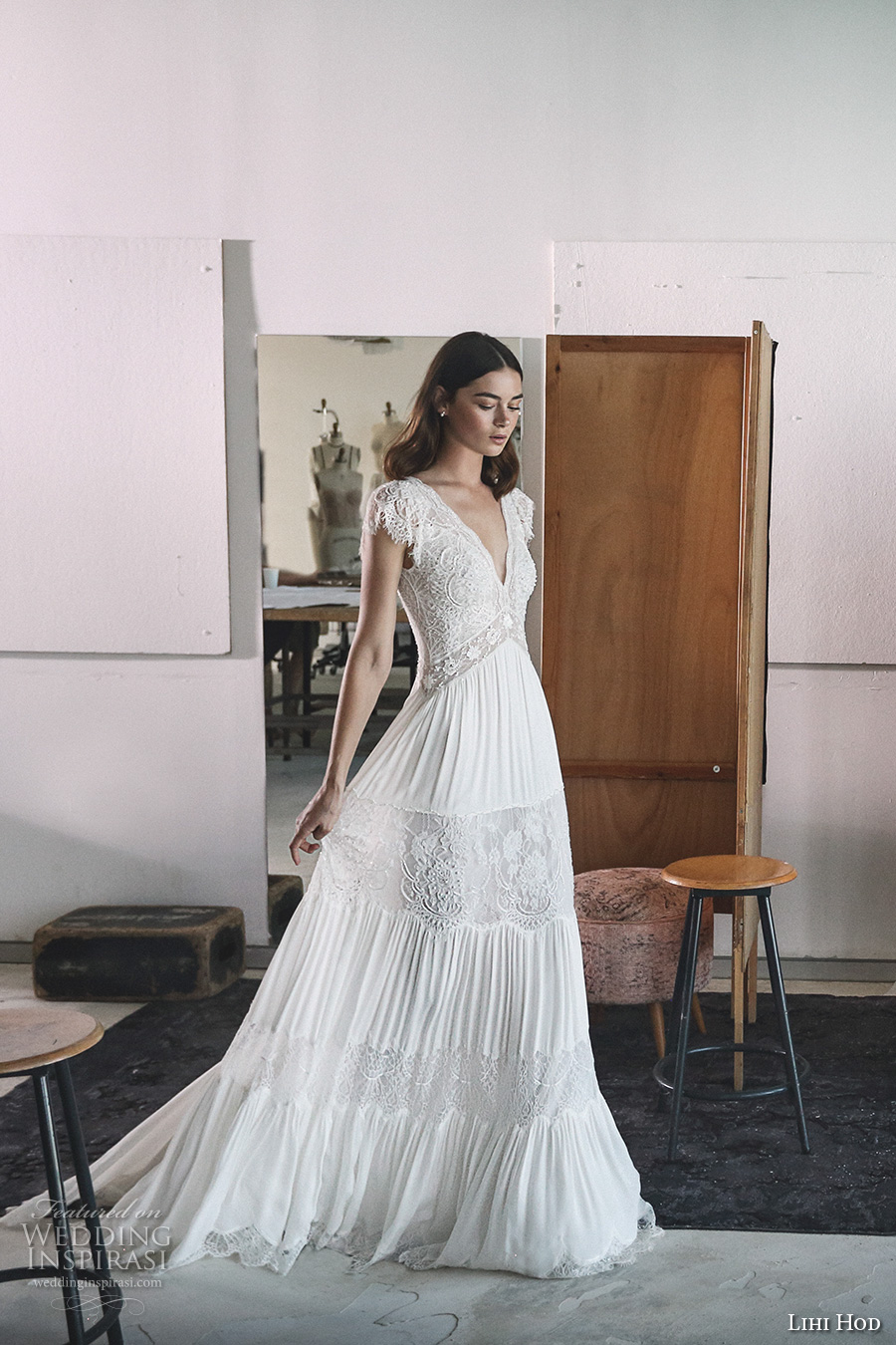 lihi hod 2017 bridal cap sleeves v neck heavily embellished bodice bohemian lace romantic a line wedding dress v back sweep train (luella) mv lihi hod 2017 bridal cap sleeves v neck heavily embellished bodice bohemian lace romantic a line wedding dress v back sweep train (luella) mv