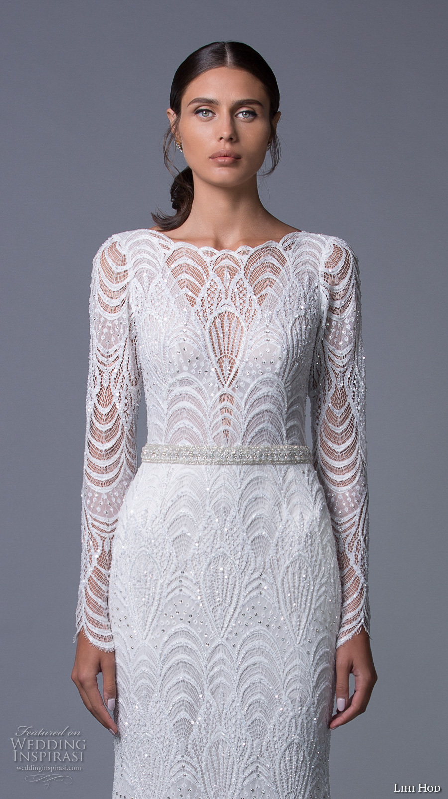 lihi hod 2017 bridal long sleeves bateau neckline full embellishment elegant sophiscated lace a line wedding dress low back sweep train (sahara) zv lihi hod 2017 bridal long sleeves bateau neckline full embellishment elegant sophiscated lace a line wedding dress low back sweep train (sahara) zv