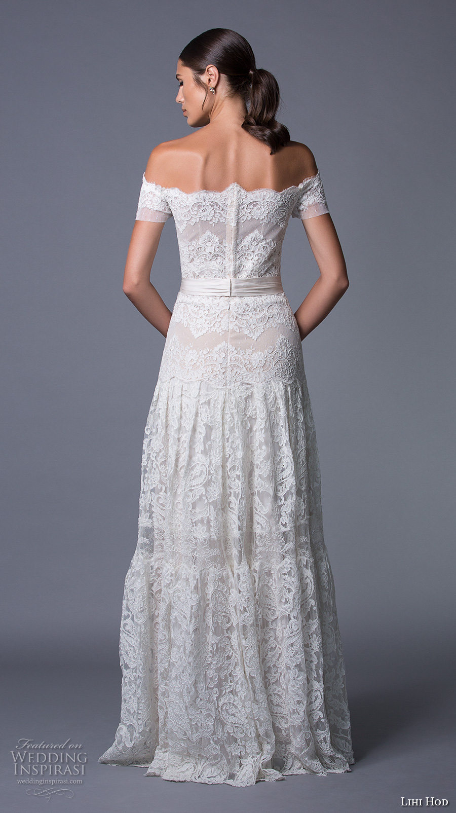 lihi hod 2017 bridal off the shoulder straight across heavily embellished bodice elegant bohemian lace modified a line wedding dress (ella) bv lihi hod 2017 bridal off the shoulder straight across heavily embellished bodice elegant bohemian lace modified a line wedding dress (ella) bv