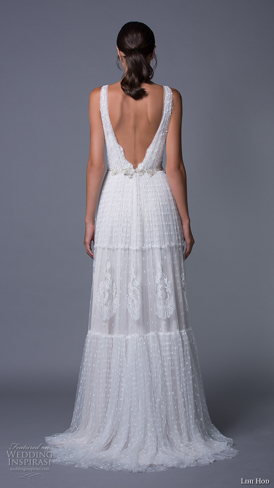 lihi hod 2017 bridal sleeveless deep plunging v neck full embellishment sexy bohemian a  line wedding dress v low back sweep train (sydney) bv