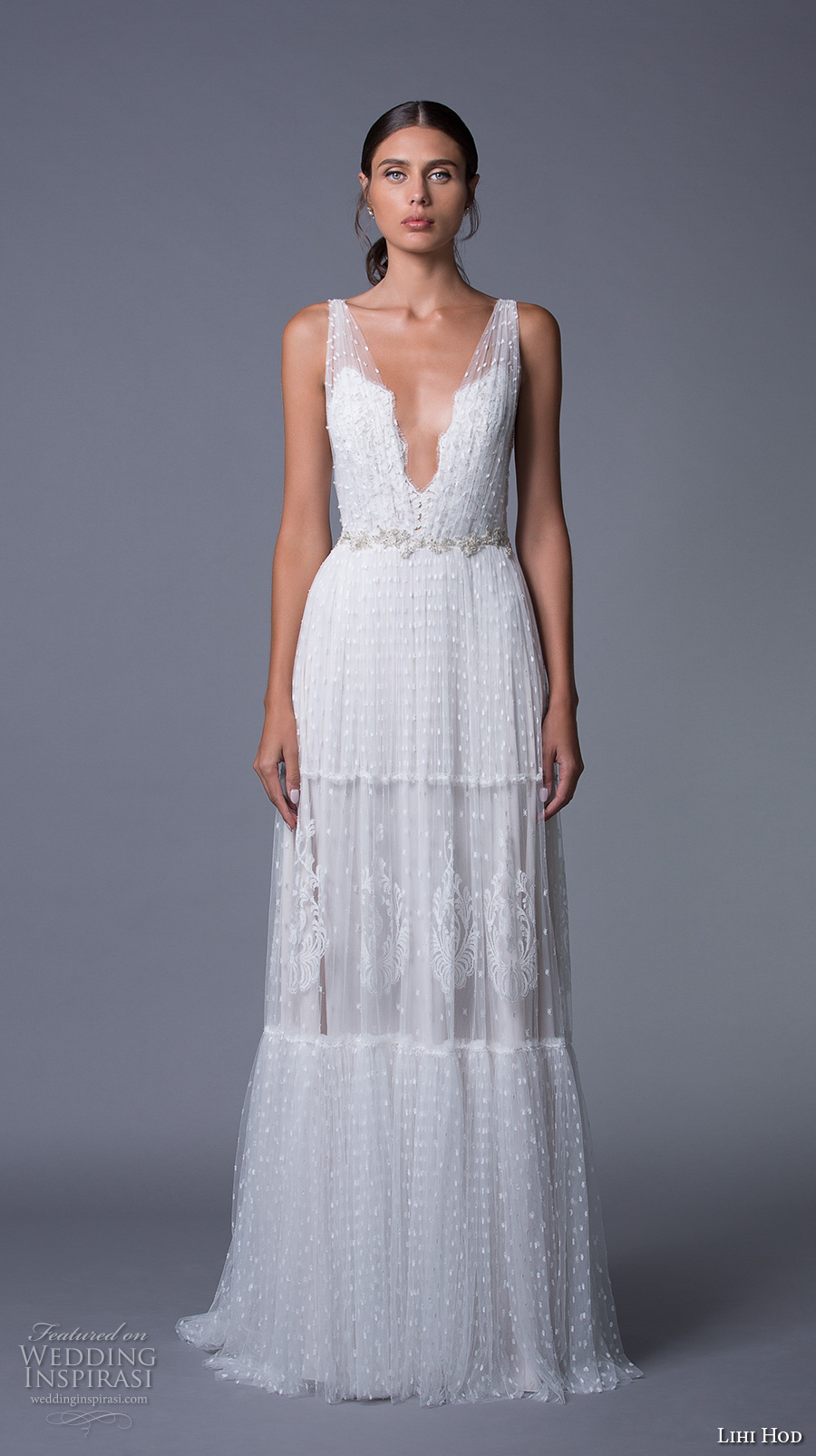 lihi hod 2017 bridal sleeveless deep plunging v neck full embellishment sexy bohemian a line wedding dress v low back sweep train (sydney) mv lihi hod 2017 bridal sleeveless deep plunging v neck full embellishment sexy bohemian a line wedding dress v low back sweep train (sydney) mv