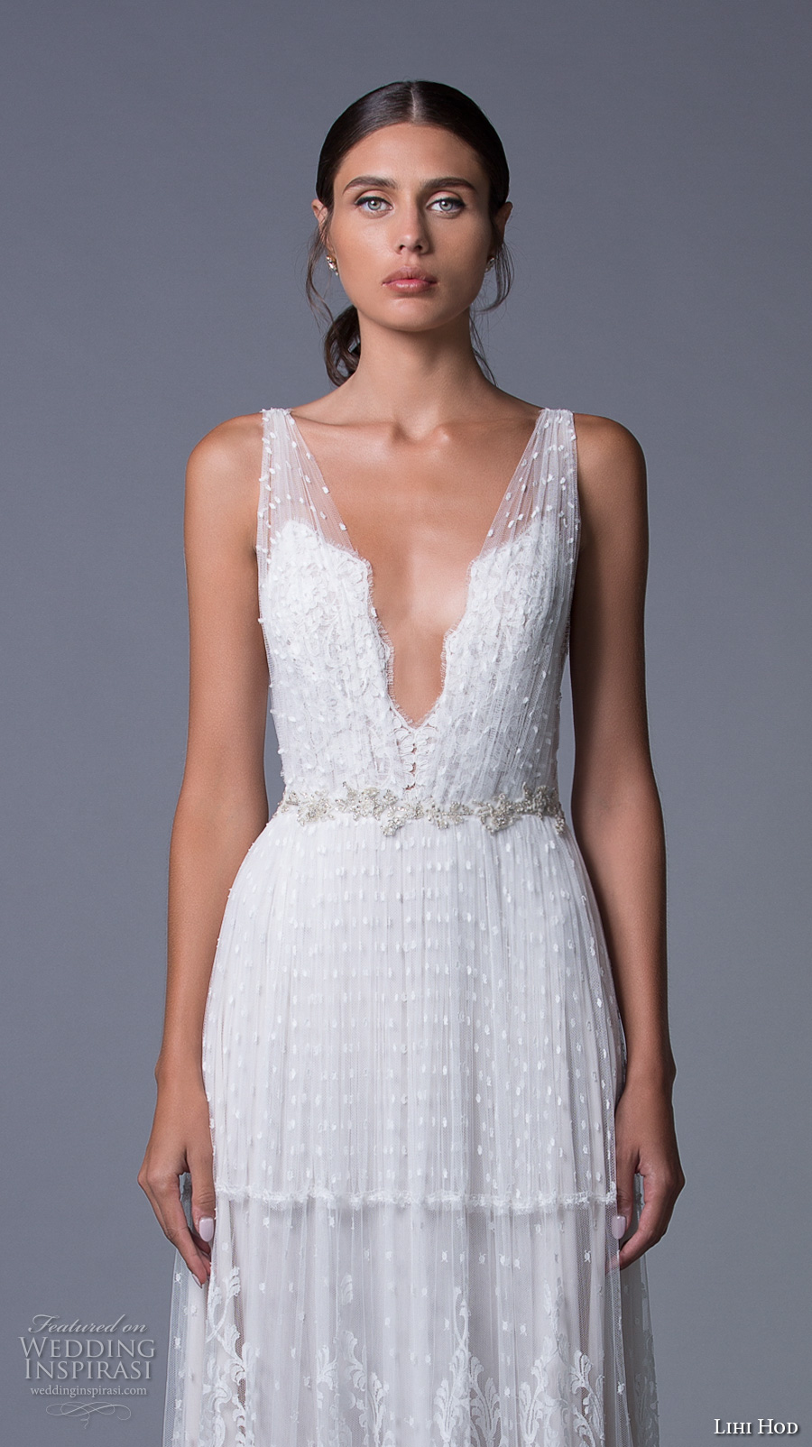 lihi hod 2017 bridal sleeveless deep plunging v neck full embellishment sexy bohemian a  line wedding dress v low back sweep train (sydney) zv