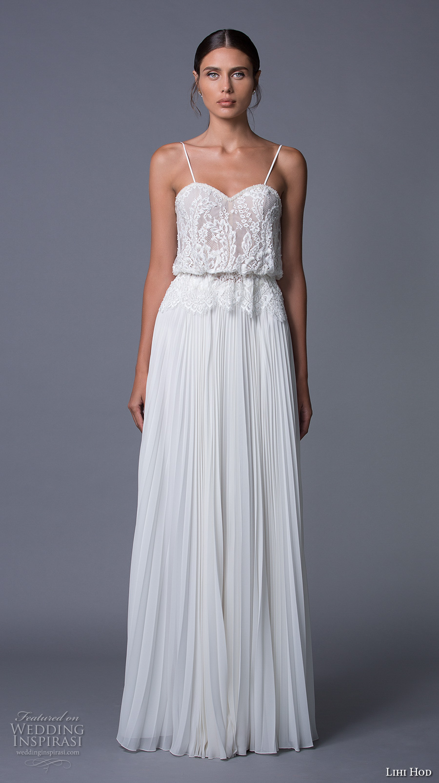 lihi hod 2017 bridal spagetti strap heavily embelished bodice pleated skirt romantic a line wedding dress (nina) mv lihi hod 2017 bridal spagetti strap heavily embelished bodice pleated skirt romantic a line wedding dress (nina) mv