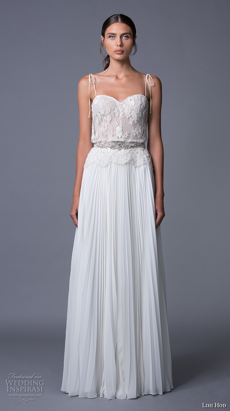 lihi hod 2017 bridal spagetti strap sweetheart neckline heavily embellished bodice pleated skirt modified a line weddng dress (daria) mv lihi hod 2017 bridal spagetti strap sweetheart neckline heavily embellished bodice pleated skirt modified a line weddng dress (daria) mv
