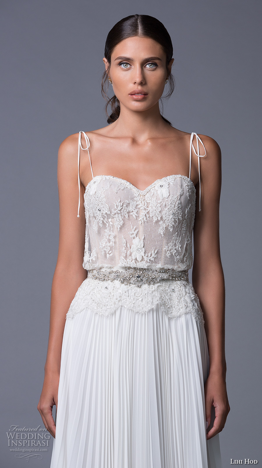 lihi hod 2017 bridal spagetti strap sweetheart neckline heavily embellished bodice pleated skirt modified a line weddng dress (daria) zv lihi hod 2017 bridal spagetti strap sweetheart neckline heavily embellished bodice pleated skirt modified a line weddng dress (daria) zv