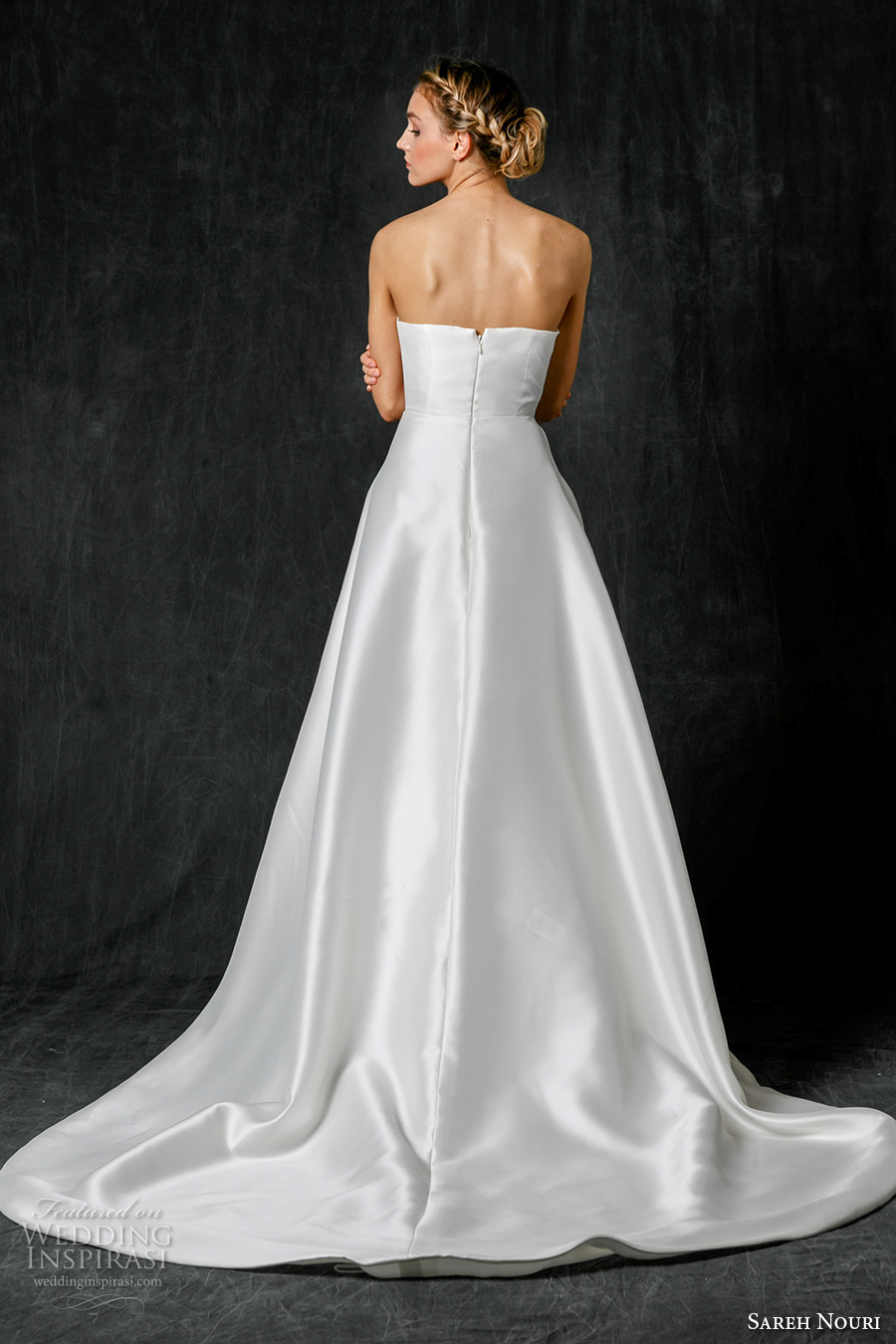 sareh nouri fall 2017 bridal strapless straight neckline simple clean beautiful a  line wedding dress chapel train (brooke) bv