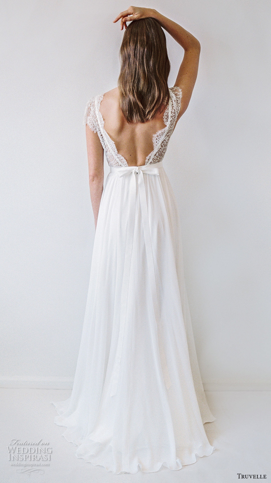 truvelle 2017 bridal cap sleeves deep plunging v neckline heavily embellished bodice romantic modified a line wedding dress open back sweep train (cambie) bv truvelle 2017 bridal cap sleeves deep plunging v neckline heavily embellished bodice romantic modified a line wedding dress open back sweep train (cambie) bv