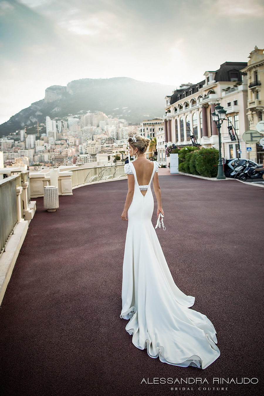 alessandra rinaudo 2017 bridal cap sleeves v neck simple clean elegant sheath wedding dress open low v back chapel train (beverly) bv