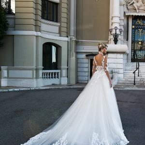 alessandra rinaudo 2017 bridal half sleeves scoop neckline heavily embellished bodice princess romantic a  line wedding dress v back long royal train (benedetta) mv