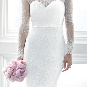 christina wu brides spring 2017 bridal illusion long sleeves illusion bateau neck sweetheart lace sheath wedding dress (15622) zfv sophisticated elegant