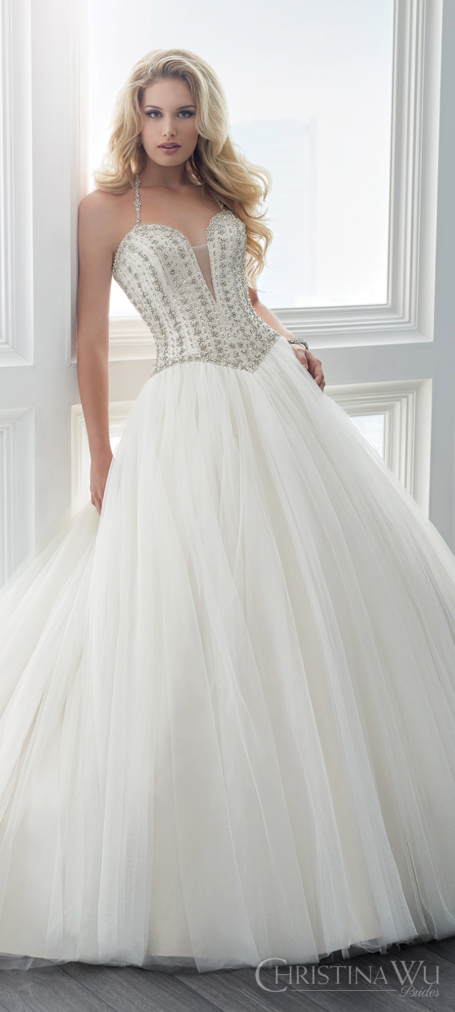 christina wu brides spring 2017 bridal sleeveless beaded straps deep sweetheart embellished bodice ball gown wedding dress (15616) zfv romantic princess