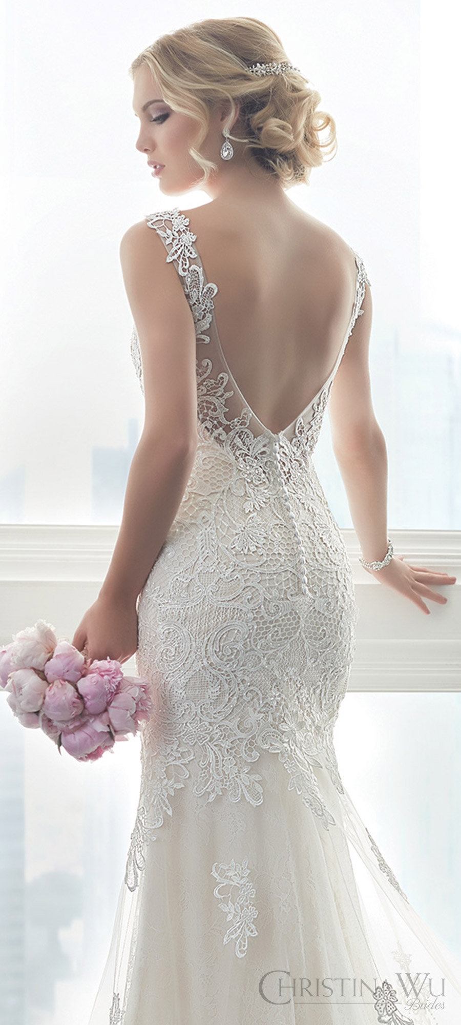 christina wu brides spring 2017 bridal sleeveless illusion straps vneck fully lace embellished trumpet wedding dress (15625) zbv train romantic elegant