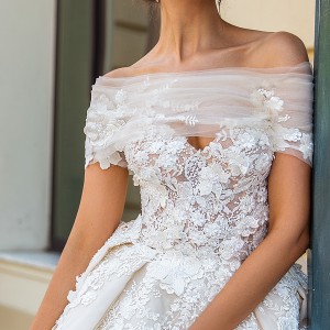 crystal design 2017 bridal off the shoulder wrap sweetheart neckline heavily embellished bodice princess romantic ball gown a  line wedding dress royal train (emilia) zv