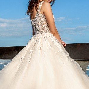 crystal design 2017 bridal sleeveless with strap scoop necklne heavily embellished bodice romantic a  line wedding dress scoop back royal long train (carven) zbv